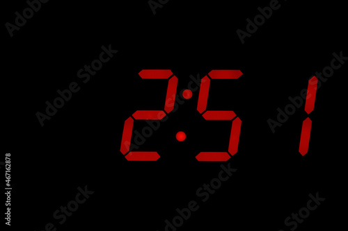 eighties red classic alarm clock display numbers reproduction from real photos and isolated on black overlay 