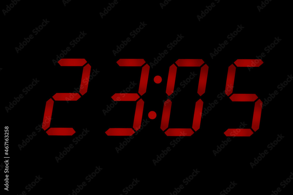 eighties red classic alarm clock display numbers reproduction from real photos and isolated on black overlay eighties red classic alarm clock display numbers reproduction from real photos and isolated on black overlay