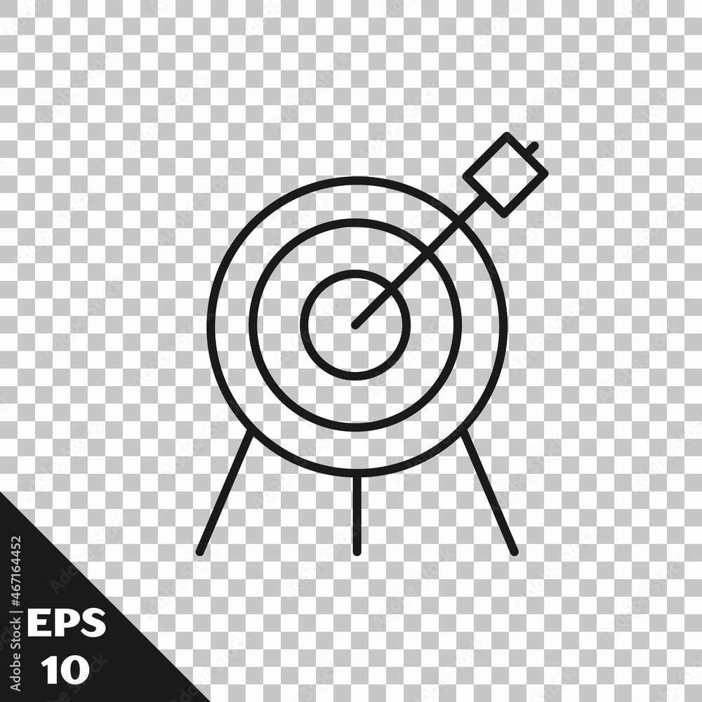 Black line Target sport icon isolated on transparent background. Clean target with numbers for shooting range or shooting. Vector Black line Target sport icon isolated on transparent background. Clean target with numbers for shooting range or shooting. Vector
