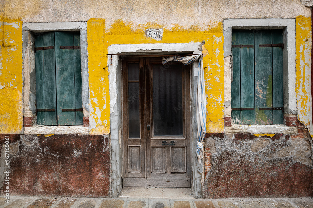 Facade of an old house in Venice