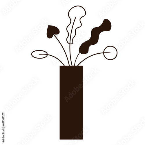 Minimalist Indoor Plant Silhouette - Amazing flat vector illustration of an indoor plant on a long vase suitable for clip art, website, apps, icon, sign, design assets, and illustration in general