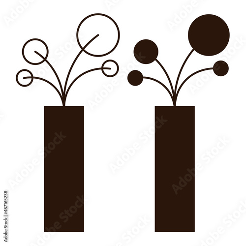 Minimalist Indoor Plant Silhouette - Amazing flat vector illustration of an indoor plant on a long vase suitable for clip art, website, apps, icon, sign, design assets, and illustration in general