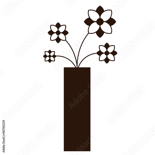 Minimalist Indoor Plant Silhouette - Amazing flat vector illustration of an indoor plant on a long vase suitable for clip art, website, apps, icon, sign, design assets, and illustration in general