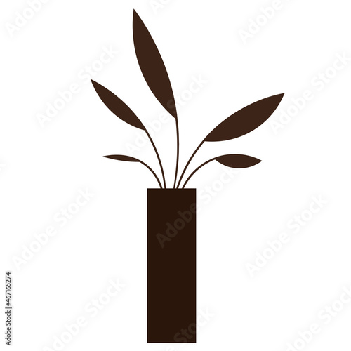 Minimalist Indoor Plant Silhouette - Amazing flat vector illustration of an indoor plant on a long vase suitable for clip art, website, apps, icon, sign, design assets, and illustration in general