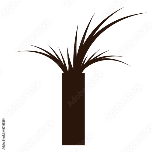 Minimalist Indoor Plant Silhouette - Amazing flat vector illustration of an indoor plant on a long vase suitable for clip art, website, apps, icon, sign, design assets, and illustration in general
