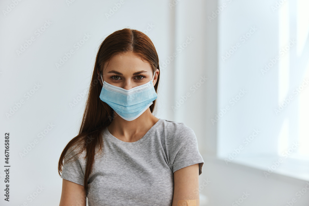 woman patient medical mask protection against health virus woman patient medical mask protection against health virus