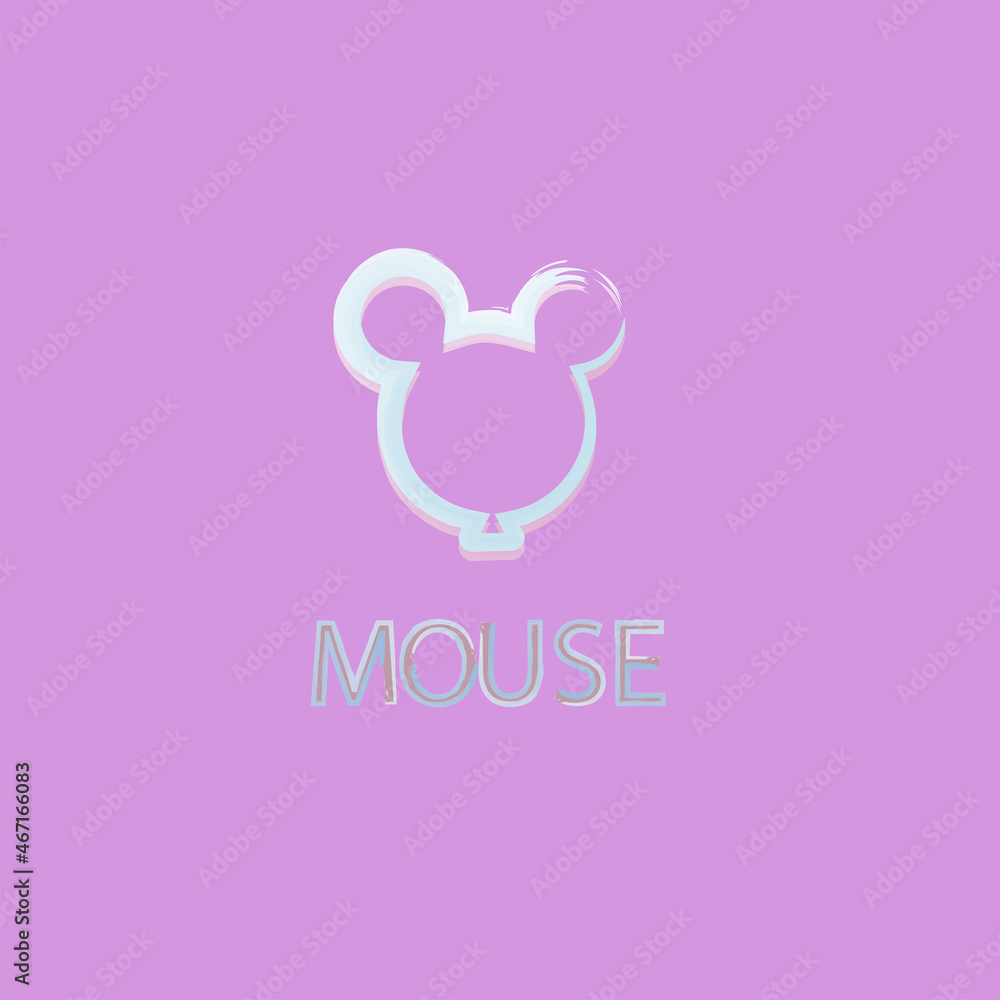 Balloon in the form of a mouse in watercolor style on a bright pink background. Balloon in the form of a mouse in watercolor style on a bright pink background.