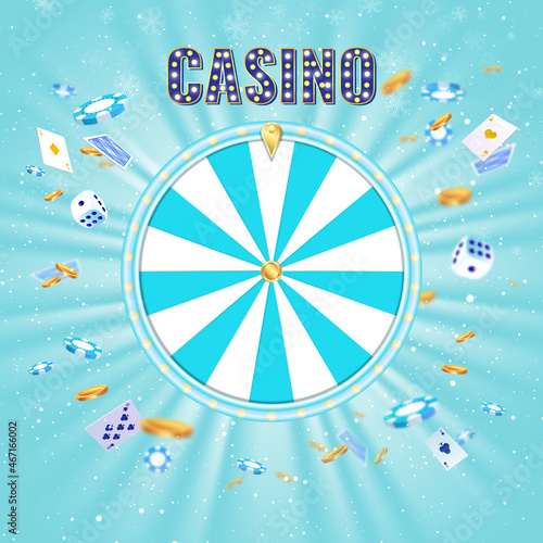 Winter wheel of fortune. Christmas casino.