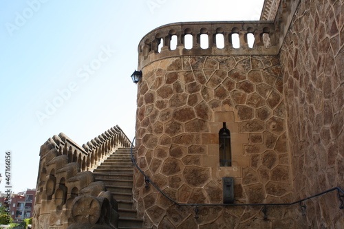 old gothic buildings on the streets of barcelona city in a summer day