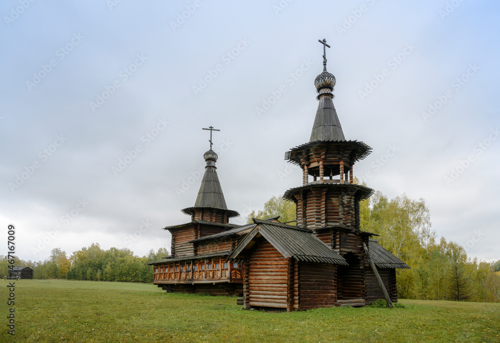 Spaso-Zashiverskaya Church built of wood without a single nail in 1600 in Siberia, Russia