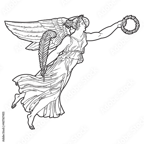 Ancient greek winged goddess illustration 2