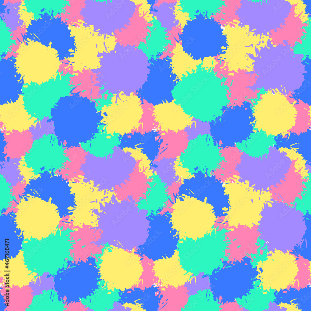 Abstract seamless pattern. Multicolored brush stains. Vector  pattern for fabric, wrapping