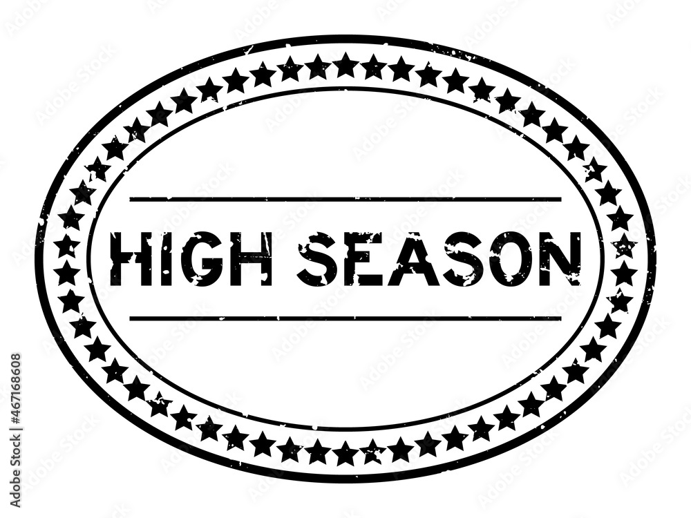 Grunge black high season word oval rubber seal stamp on white background Grunge black high season word oval rubber seal stamp on white background