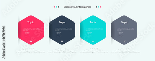 Vector Infographic label design with FOUR icons and options or steps. Infographics for business concept. used in presentations banner, workflow layout, process diagram, flow chart.eps 