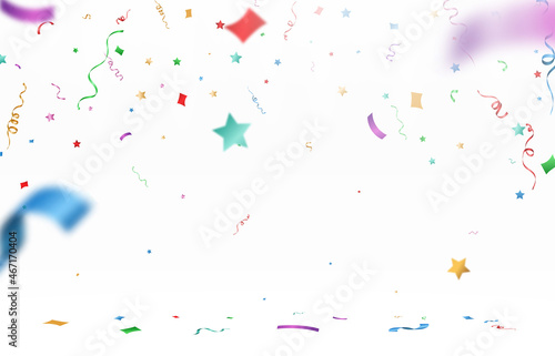 Vector illustration of falling confetti on a transparent background. 