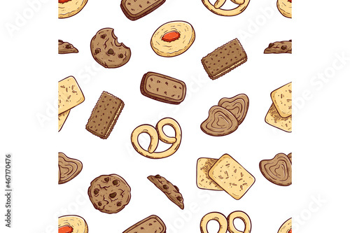 tasty cookies seamless pattern with hand drawing style
