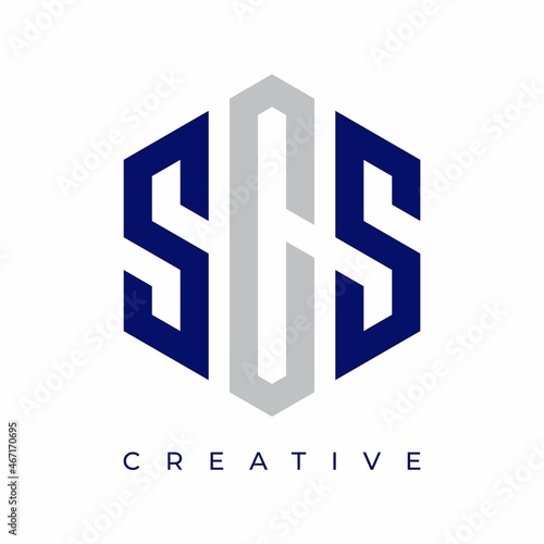 letter SCS hexagon logo design
