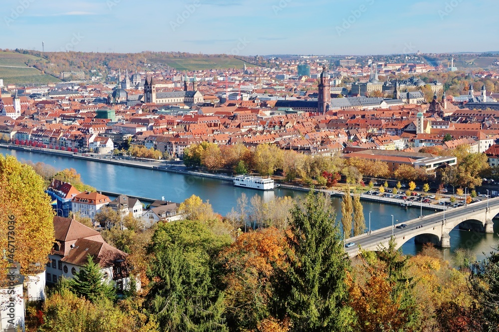 Würzburg, Blick auf die Stadt, Nordosten