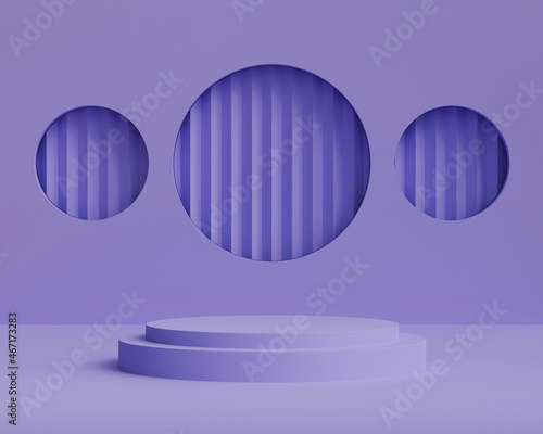 Abstract minimal scene with geometric forms. cylinder podium in purple background with product presentation, mockup, show product, podium, stage pedestal or platform. 3d rendering podium.