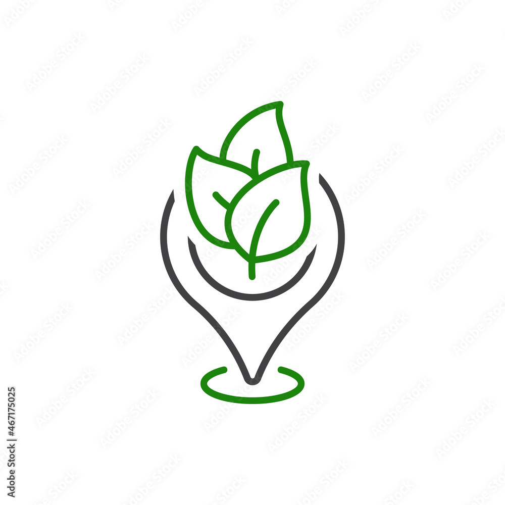 Green area. Pin location with leaf icon design isolated on white background. Vector illustration Green area. Pin location with leaf icon design isolated on white background. Vector illustration
