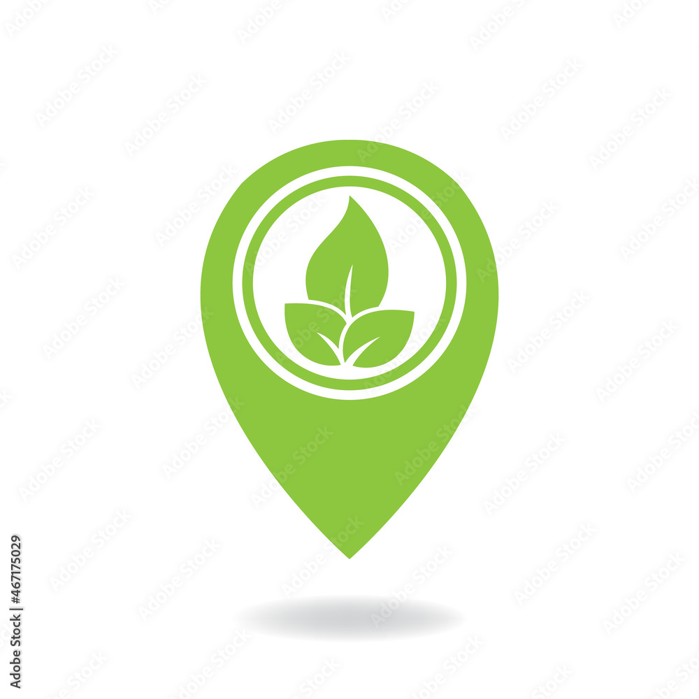 Green area. Pin location with leaf icon design isolated on white background. Vector illustration Green area. Pin location with leaf icon design isolated on white background. Vector illustration
