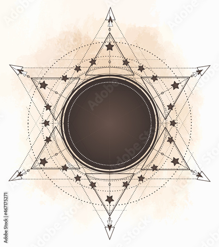 Tattoo flash. Eye of Providence. Masonic symbol. All seeing eye inside triang...