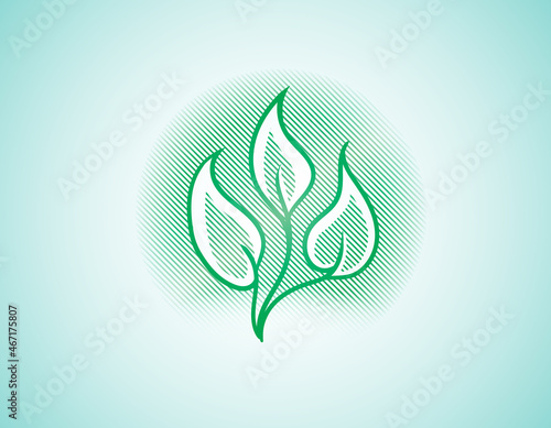 Three Leaf Logo with Dew Effect Striped Pattern Vector Format symbolizes freshness