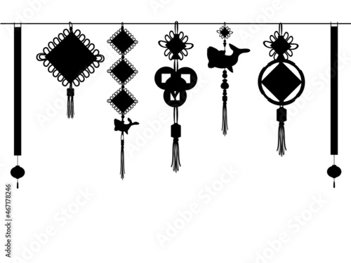 Silhouettes set traditional Chinese new year decoration.