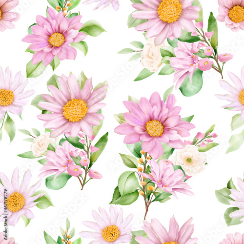 hand drawn watercolor floral seamless pattern  