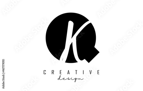 Letters QK Logo with a minimalist design. Letters Q and K with geometric and handwritten typography. photo