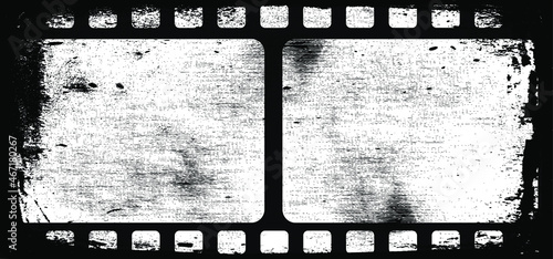 grungy film strips, blank photo frames, free space for pictures, vector illustration fictional artwork