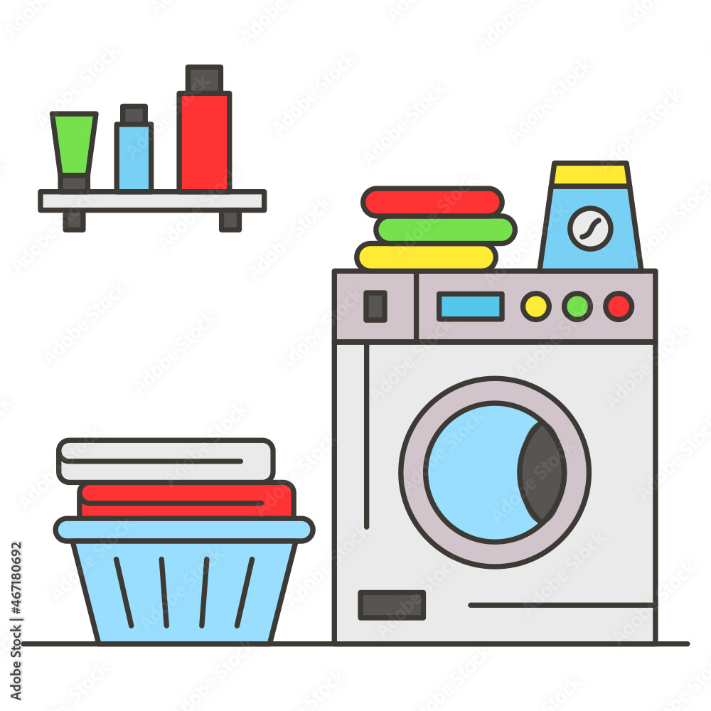 Laundry and dry cleaning service Concept, front load washer Vector Line Icon Design, Hotel and Motel Services Symbol, Vacations Rental Sign, Restaurant Supplies Stock Illustration Laundry and dry cleaning service Concept, front load washer Vector Line Icon Design, Hotel and Motel Services Symbol, Vacations Rental Sign, Restaurant Supplies Stock Illustration
