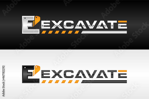 letter E excavator logo