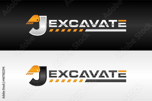 letter J excavator logo