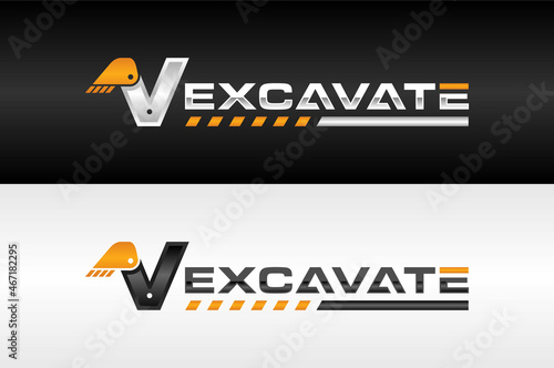 letter V excavator logo