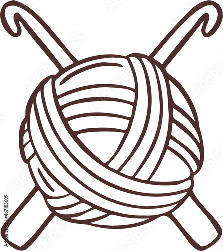 Knitting sewing symbols thread yarn skein needlework icon vector made by hands