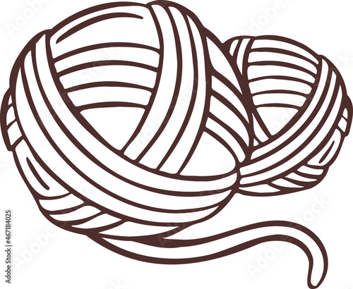 Knitting sewing symbols thread yarn skein needlework icon vector