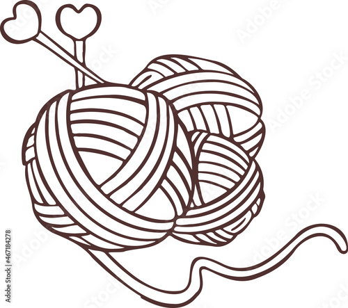 Knitting sewing symbols thread yarn skein needlework icon vector made by hands