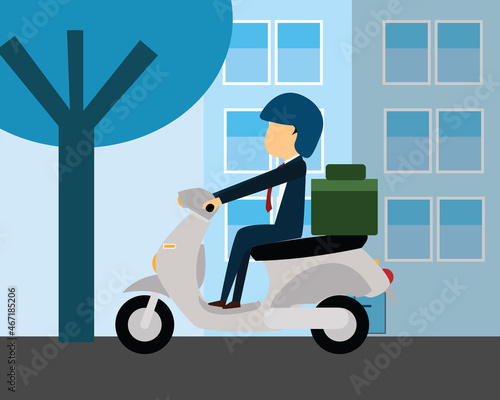 Man riding a motorcycle. isolated from a white background. cartoon character. vector illustration