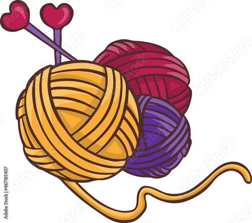 Knitting sewing symbols thread yarn skein needlework icon vector made by hands