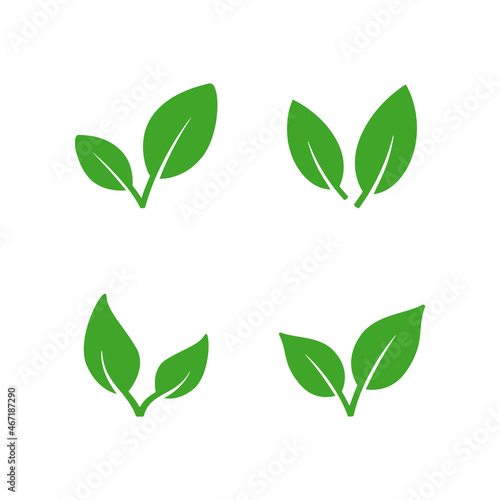 Set glyph icons of eco leaf