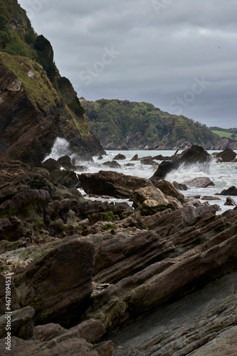 Rocky beach scene from a remote location in Devon UK