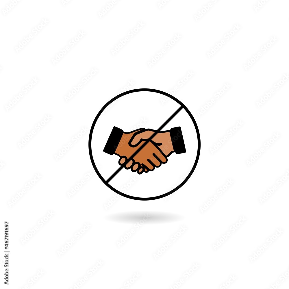 No handshake icon with shadow isolated on white background No handshake icon with shadow isolated on white background