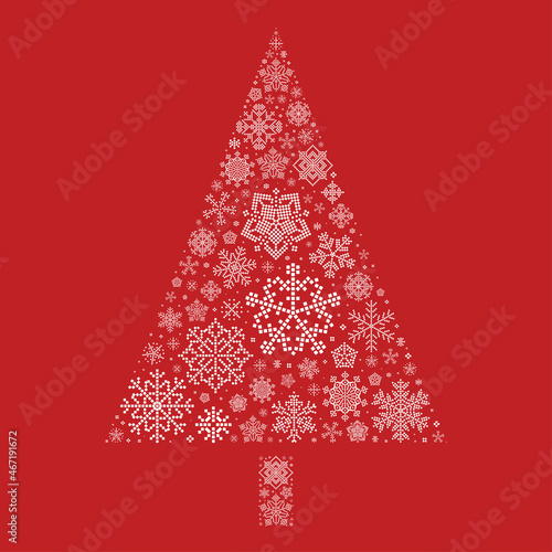 Christmas Tree Made rom Snowflakes Greeting Card
