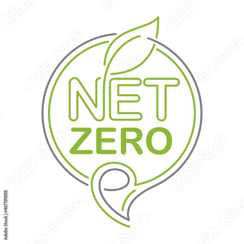 Net zero CO2 neutral green decorative label
