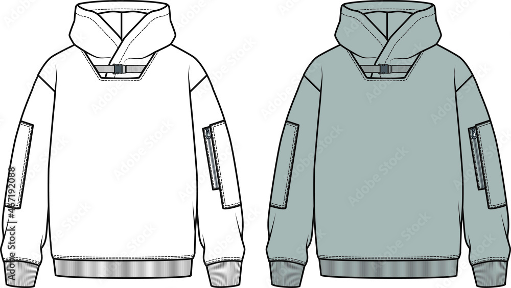 Hoodie Vector Design Fashion Flat Sketch Fashion Template Unisex Hoodie Design hoodie fashion cad. You can