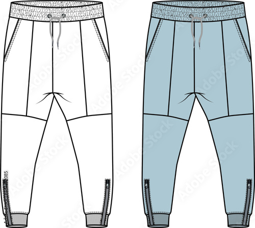 Sweatpant vector, Men's Jogger Pants Fashion Flat - Fashion Vector Sketch - Technical Fashion Sketch - Jogger Trackpant Menswear Unisex