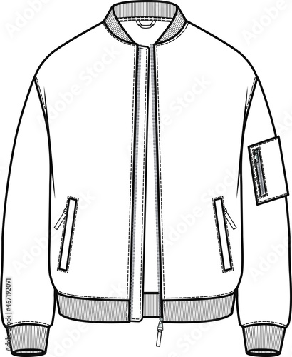 Men's Fleece Zip Sweatshirt vector, Zipper Sweat Jacket VECTOR, Fashion technical drawings Flat Sketch vector template