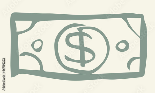 Dollar bill sign. Vector drawing