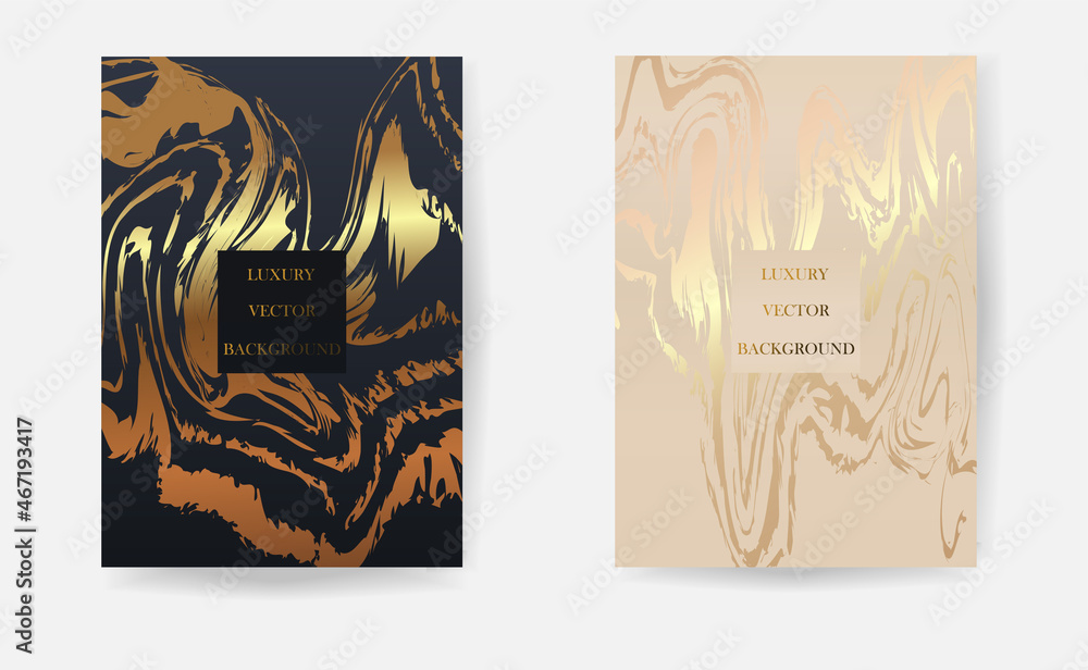 Fototapeta premium Modern abstract cover design set. Luxury fashionable background with gold line pattern. Elite premium vector template for menu, brochure, flyer layout, presentation.